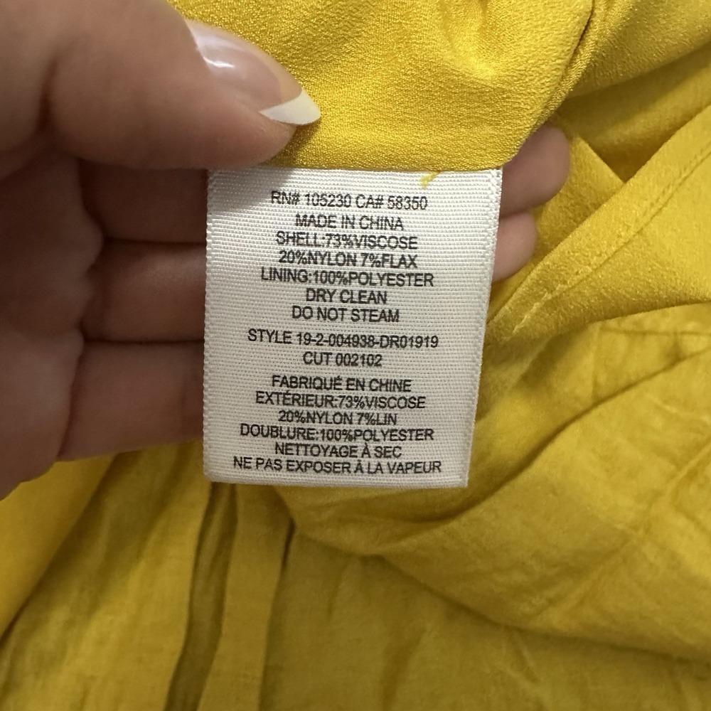 JOIE Chayton Midi Tiered‎ Dress Yellow Sundress In Sulphur Mustard Women's 10 - Picture 7 of 10